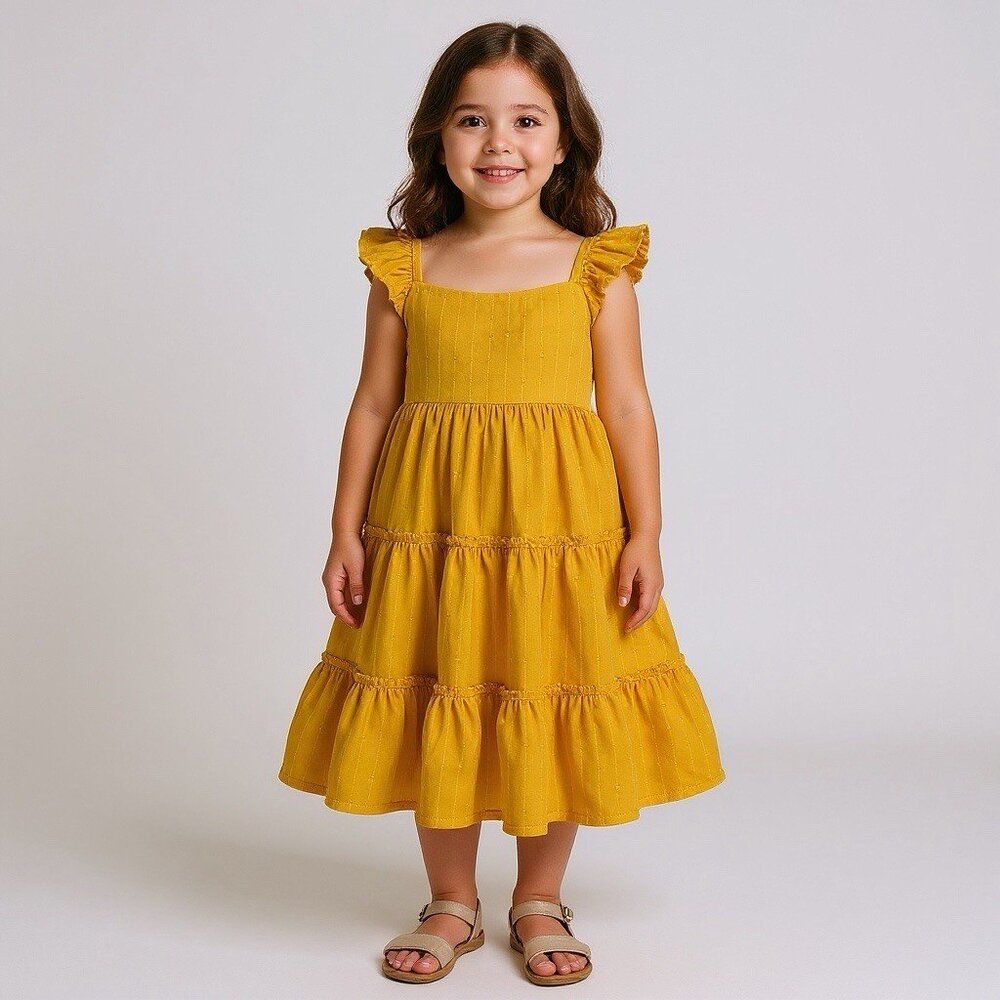 Tahari Yellow Swiss Dot Flutter Dress‎ Size Girls 3T 2020 Easter Summer Vacation